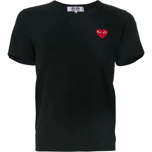 Schwarzes Heart Logo T-Shirt , Damen, Größe: M - Comme des Garçons Play - Modalova