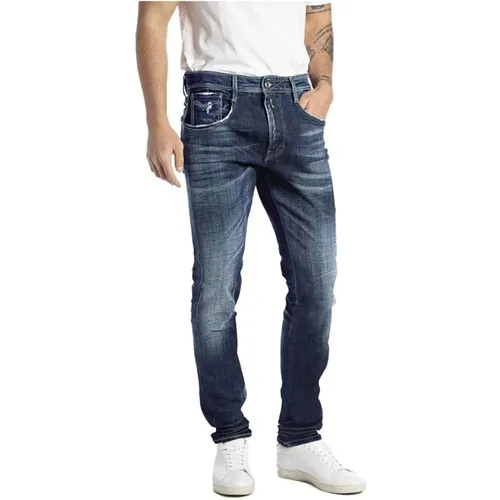 Slim Fit Dunkle Waschung Herren Jeans , Herren, Größe: W38 - Replay - Modalova