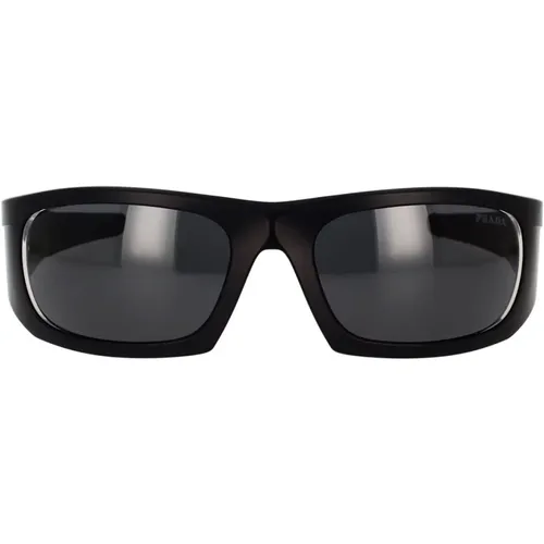 Sportliche Schwarze Sonnenbrille mit Dunkelgrauen Gläsern - Prada - Modalova