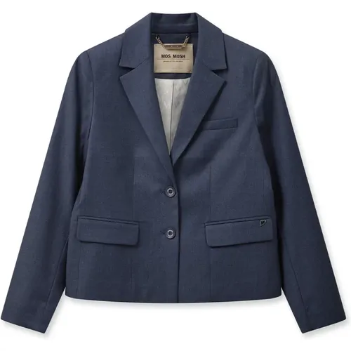 Classic Navy Blazer with Flap Pockets , female, Sizes: M, XL, L, 2XL, XS, S - MOS MOSH - Modalova