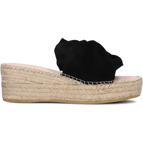 Schwarze Wildleder Espadrilles mit Raffia-Sohle , Damen, Größe: 37 EU - Manebí - Modalova