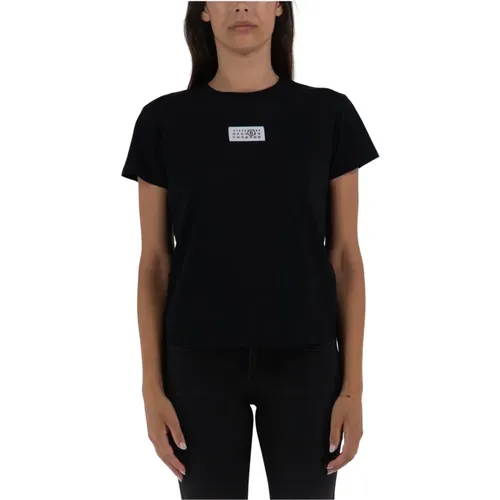 Logo Patch T-Shirt , female, Sizes: L, XS, M, S - MM6 Maison Margiela - Modalova