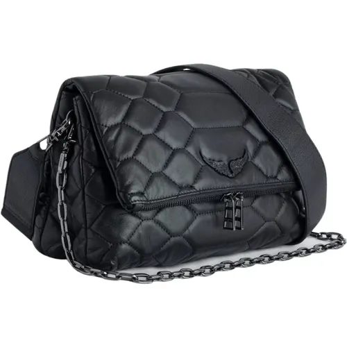 Leather Quilted Rocky XL Shoulder Bag , female, Sizes: ONE SIZE - Zadig & Voltaire - Modalova