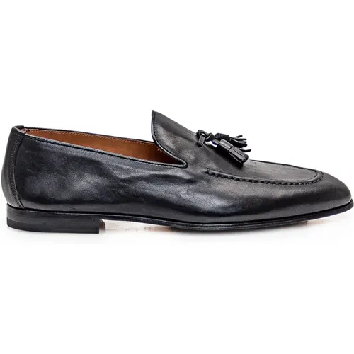 Schwarze Leder Tassel Moc Loafers , Herren, Größe: 40 1/2 EU - Doucal's - Modalova