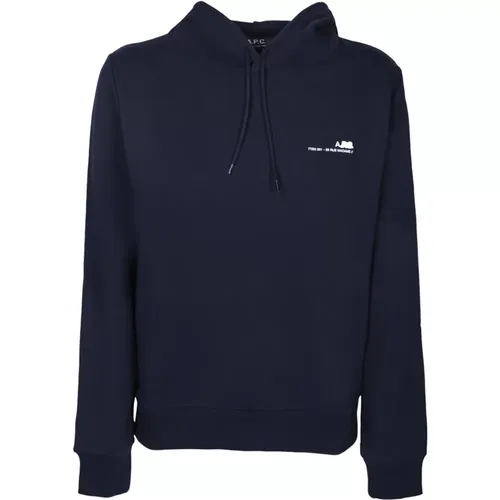 Blaues Sweatshirt mit Logo-Print , Damen, Größe: M - A.P.C. - Modalova