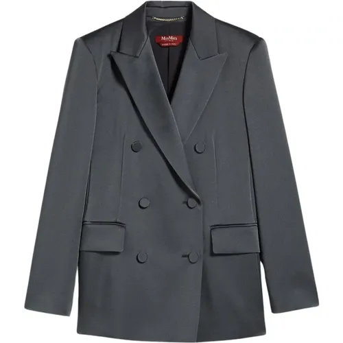Tailored Double-Breasted Satin Jacket , female, Sizes: S, 2XS, XS - Max Mara Studio - Modalova