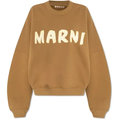 Sweatshirt with printed logo , female, Sizes: XS, S - Marni - Modalova