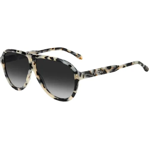Weiße Havana Sonnenbrille mit Grauen Shaded Gläsern , Damen, Größe: 60 MM - Isabel marant - Modalova