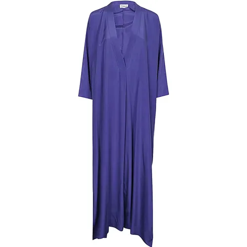Blaues Kleid mit V-Ausschnitt und langen Ärmeln , Damen, Größe: L - P.a.r.o.s.h. - Modalova