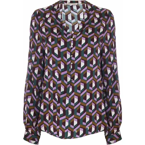 Elegante Bluse mit geometrischem Muster , Damen, Größe: S - Kocca - Modalova