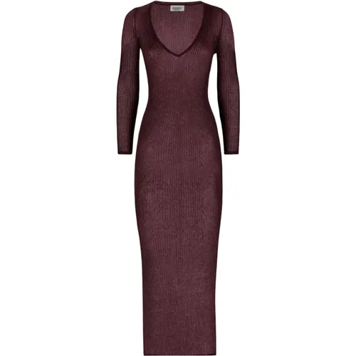 Long V-neck Dress In Lurex , female, Sizes: XS, S - Laneus - Modalova