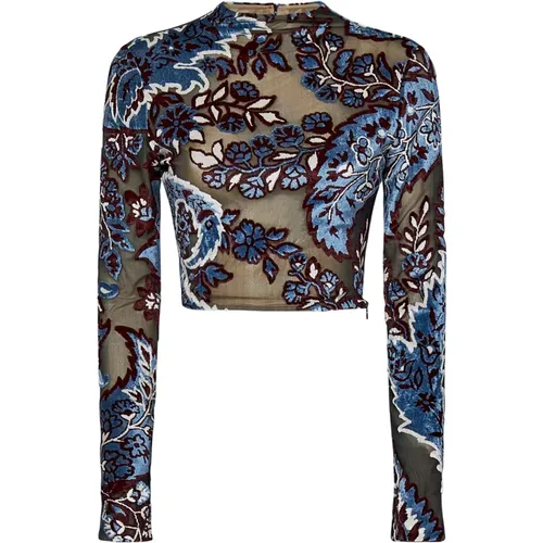 Klar Blaues Blumen Jacquard Topwear - ETRO - Modalova