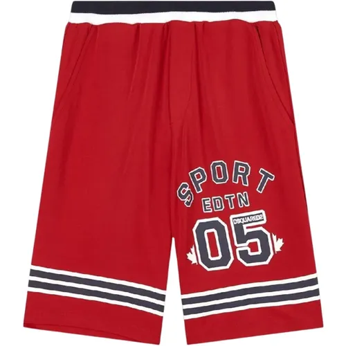 Rote Kinder-Shorts mit Logo - Dsquared2 - Modalova