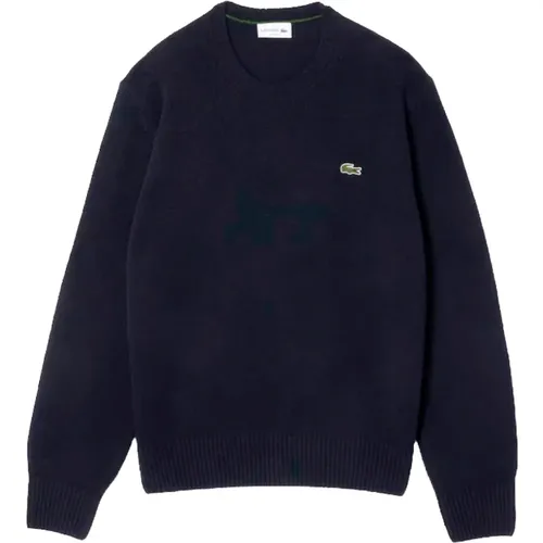 Blaue Pullover Klassisches Strick Krokodil Stickerei , Herren, Größe: S - Lacoste - Modalova