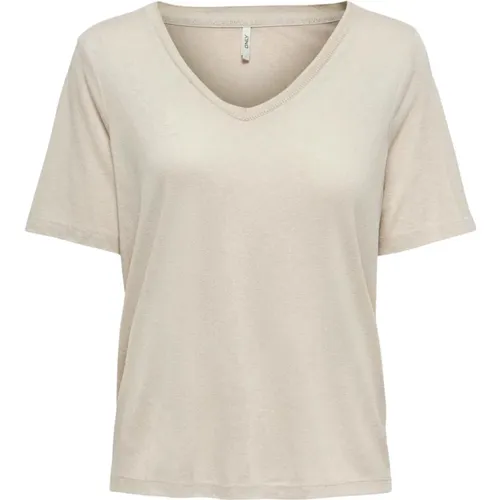 V-Neck T-Shirt Spring/Summer Collection , female, Sizes: S, L, XS, XL, M - Only - Modalova