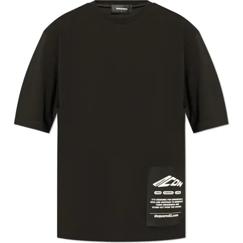 T-Shirt mit Logo-Patch , Herren, Größe: 2XL - Dsquared2 - Modalova