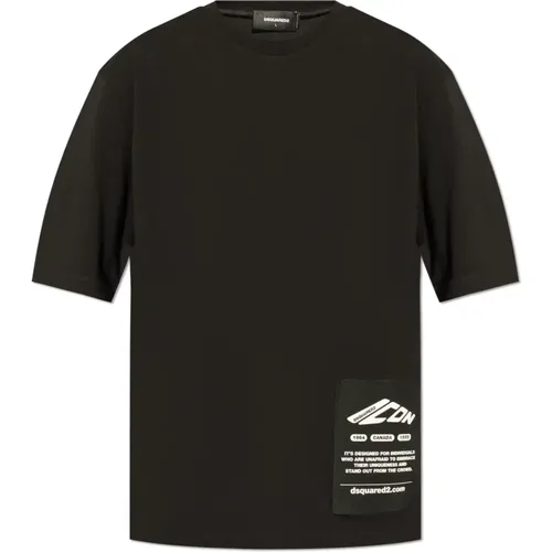 T-Shirt mit Logo-Patch , Herren, Größe: M - Dsquared2 - Modalova