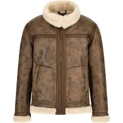 Braune Shearling Aviator Jacke - Guess - Modalova