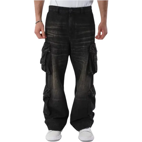 Cargo Jeans Loose Fit Taschen Knopfverschluss , Herren, Größe: W33 - Diesel - Modalova