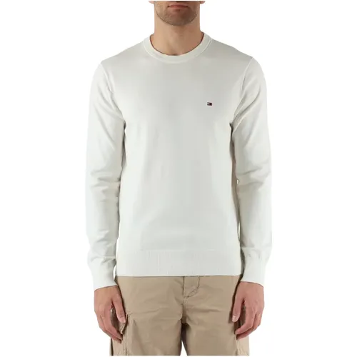 Cotton Crewneck Sweater with Logo Embroidery , male, Sizes: 2XL, L, XL, M, 3XL - Tommy Hilfiger - Modalova