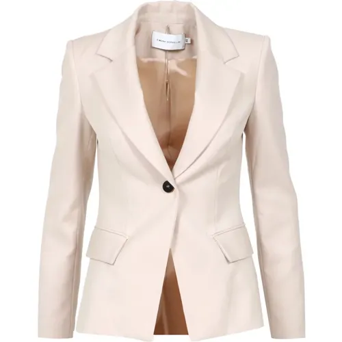 V-Ausschnitt Viskose Jacke Creme , Damen, Größe: M - Simona Corsellini - Modalova