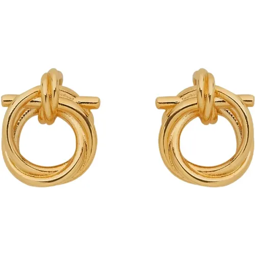 Gold Metal Earrings Gancini Detail , female, Sizes: ONE SIZE - Salvatore Ferragamo - Modalova