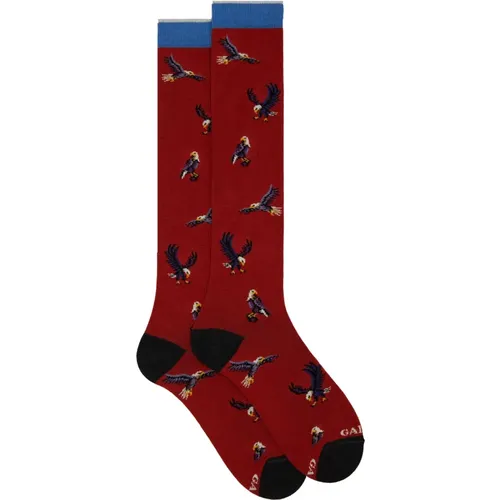 Rote Socken mit Adler-Motiv Gallo - Gallo - Modalova