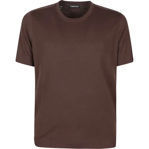 Chocolate Placed Rib T-Shirt for Men , male, Sizes: 2XL - Tom Ford - Modalova