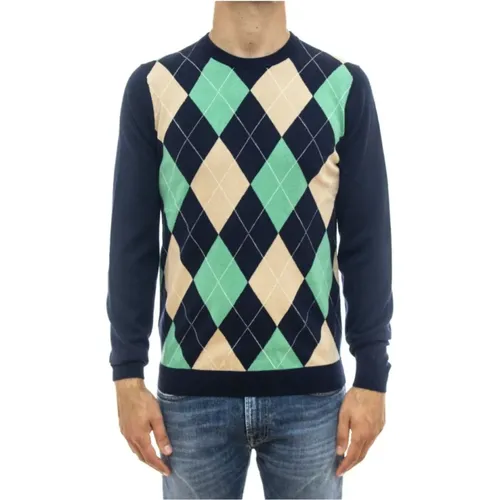 Round Argyle Sweater , male, Sizes: XL, 2XL - Sun68 - Modalova