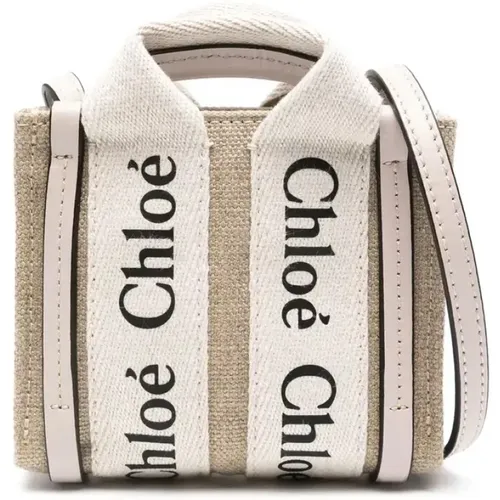 Grey Woody Nano Tote Bag , female, Sizes: ONE SIZE - Chloé - Modalova