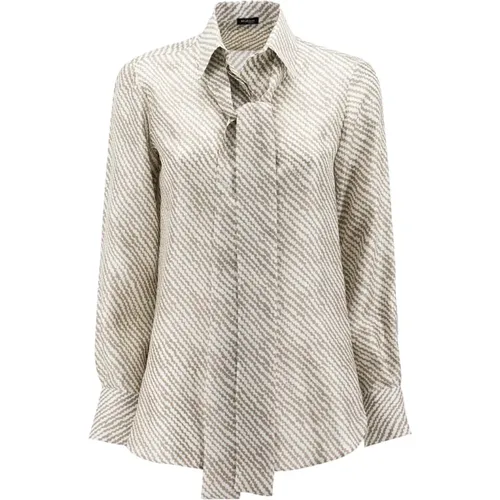 Seidenbedruckte Bluse mit maskulin-femininem Design , Damen, Größe: S - Kiton - Modalova