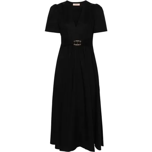 Midi Dresses,Schwarzes Woven Dress für den Sommer,Klassisches Kleid,Rotes Sommer Woven Kleid - Twinset - Modalova