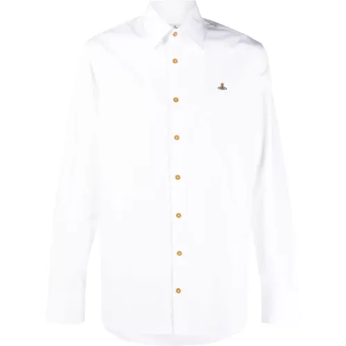 Weißes Orb-Logo Baumwollhemd , Herren, Größe: M - Vivienne Westwood - Modalova
