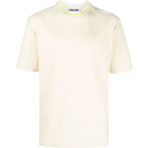 Weiße T-Shirts und Polos mit Logo-Stickerei , Herren, Größe: S - Moschino - Modalova