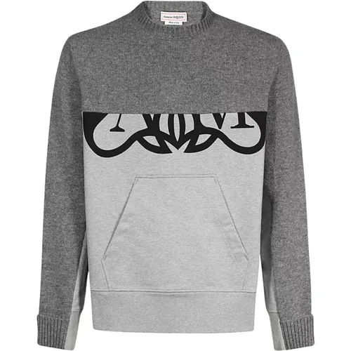 Gerippter Crew-Neck Wollpullover , Herren, Größe: XL - alexander mcqueen - Modalova