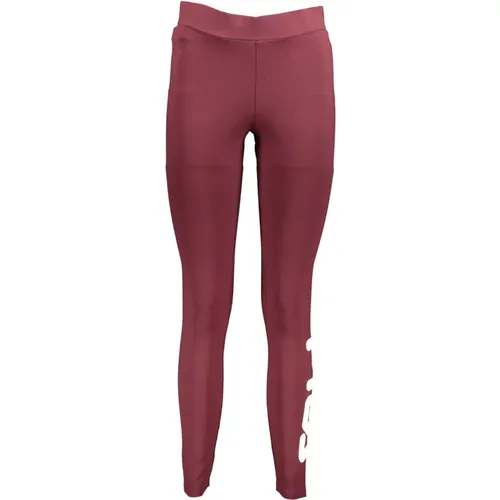 Rote Leggings mit Stickerei und Elastischem Bund , Damen, Größe: XL - Fila - Modalova