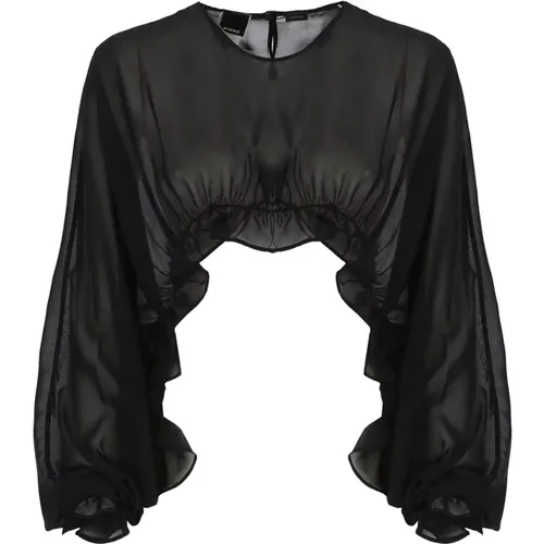 Schwarze Sweaters mit Rundhalsausschnitt , Damen, Größe: ONE Size - pinko - Modalova