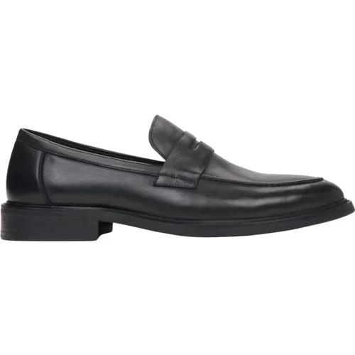 Herren Penny Loafers aus echtem Leder in Schwarz , Herren, Größe: 39 EU - Estro - Modalova