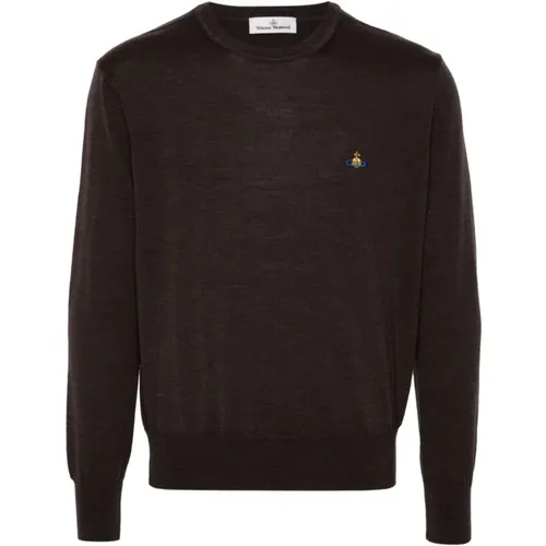 Brauner Strickpullover Orb Logo , Herren, Größe: L - Vivienne Westwood - Modalova