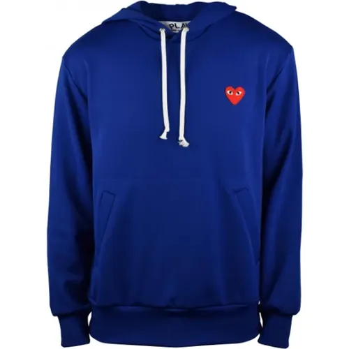 Blauer Polyester Sweatshirt mit rotem Herz - Comme des Garçons - Modalova