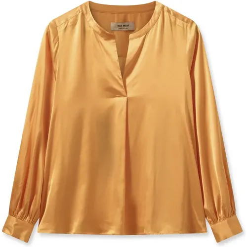 Elegant Satin Blouse Blazing Orange , female, Sizes: S, M, XS, XL, L - MOS MOSH - Modalova