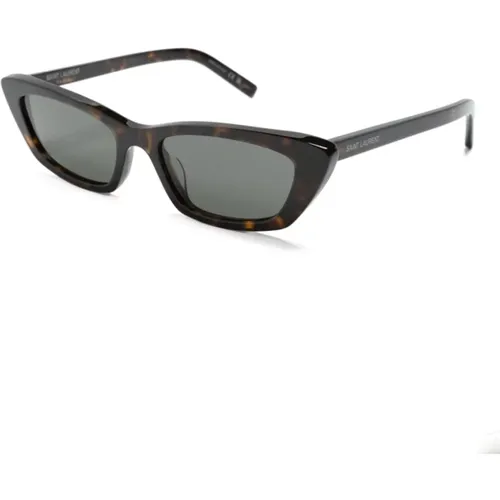 Braun/Havanna Sonnenbrille, vielseitig und stilvoll , Damen, Größe: 52 MM - Saint Laurent - Modalova