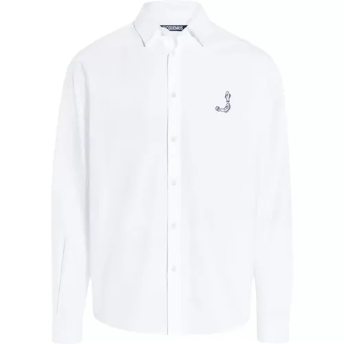 Klassisches Weißes Baumwollhemd mit Logo-Druck - Jacquemus - Modalova