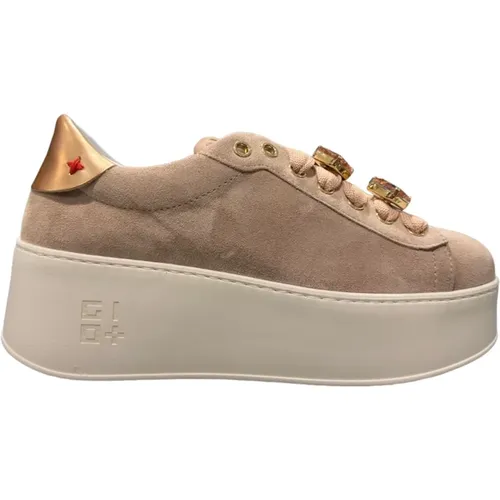 Rosa Wildleder Sneaker mit Schmuckdetails , Damen, Größe: 40 EU - Gio+ - Modalova