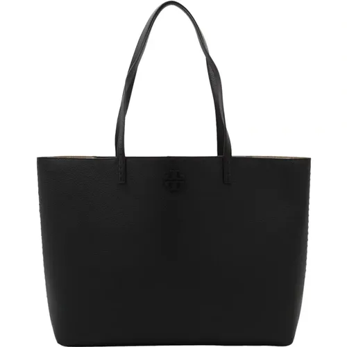 Schwarze Leder McGraw Tote Tasche , Damen, Größe: ONE Size - TORY BURCH - Modalova