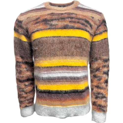 Striped Mohair/Nylon/Wool Sweater , male, Sizes: L, XL, M - Roberto Collina - Modalova