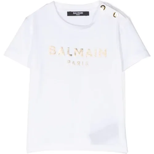 Stilvolles Logo Print Baumwoll T-Shirt - Balmain - Modalova