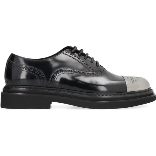 Leder Brogue Schnürschuhe , Herren, Größe: 40 EU - Dolce & Gabbana - Modalova