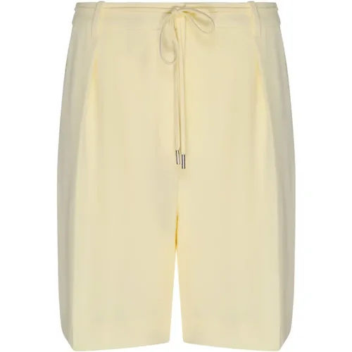 Gelbe Twill-Shorts mit Falten-Detail , Damen, Größe: M - Calvin Klein - Modalova