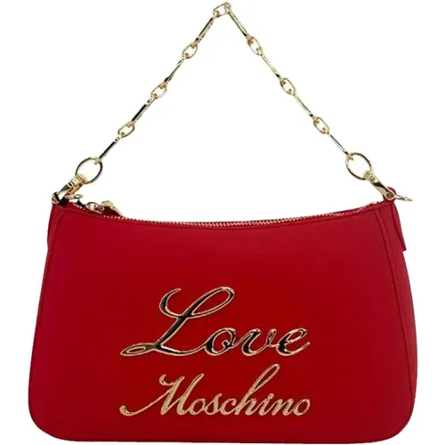 Rote Handtasche mit Kettenhenkel - Love Moschino - Modalova